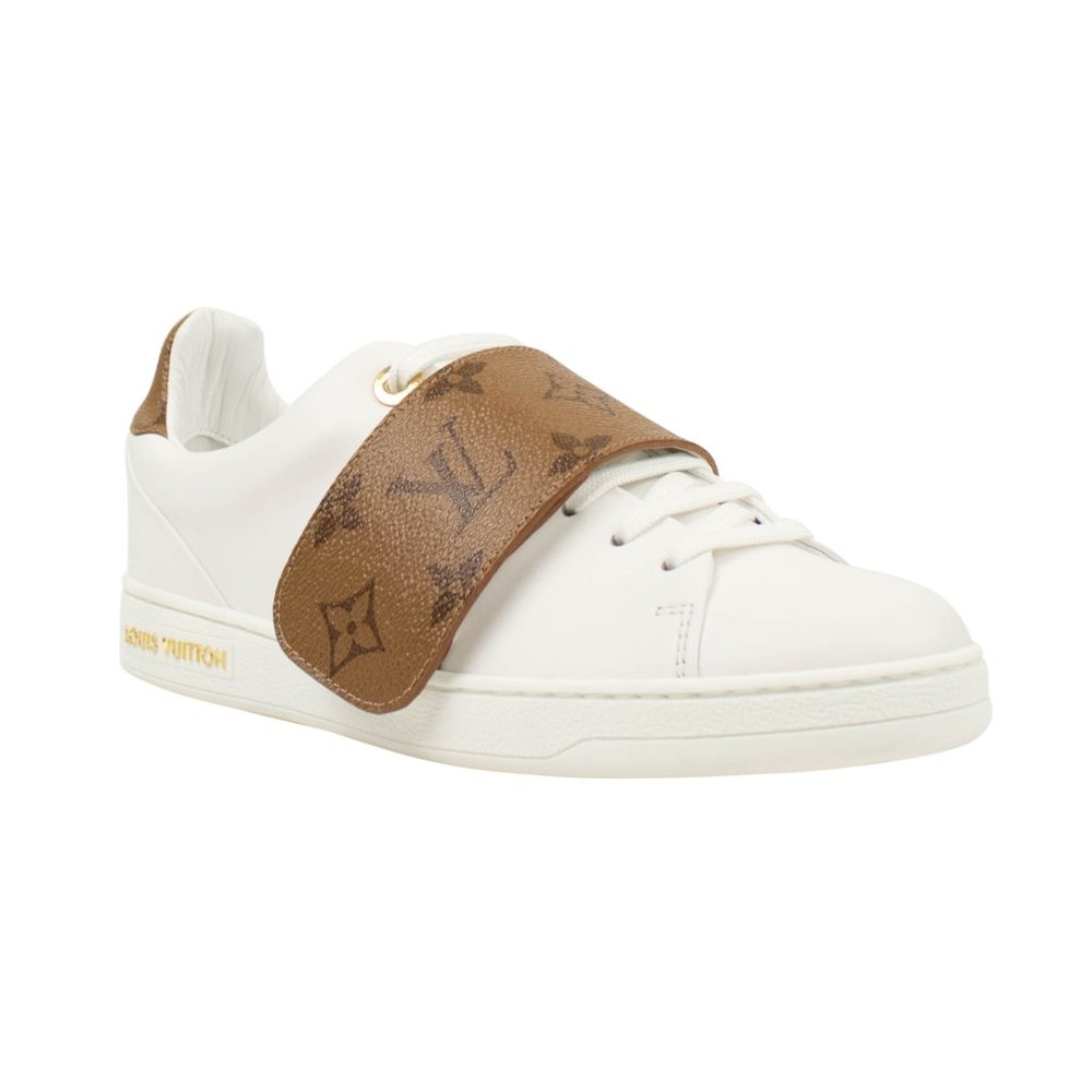 NEW Louis Vuitton White/Light Brown Logo Front Row Sneakers Size 5.5/35.5